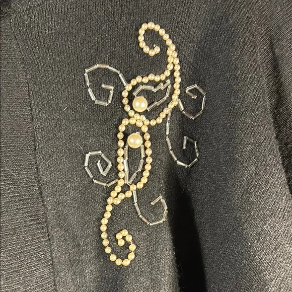 Vintage 50’s beaded details Black Embroidered Cardigan shrug E1 - Picture 2 of 5